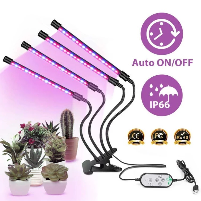 LED 성장 빛 USB PhytoLamp 전체 스펙트럼 5V Phyto 램프 4 머리 식물 빛 홈 식물에 대 한 꽃 씨앗 실내 성장 상자